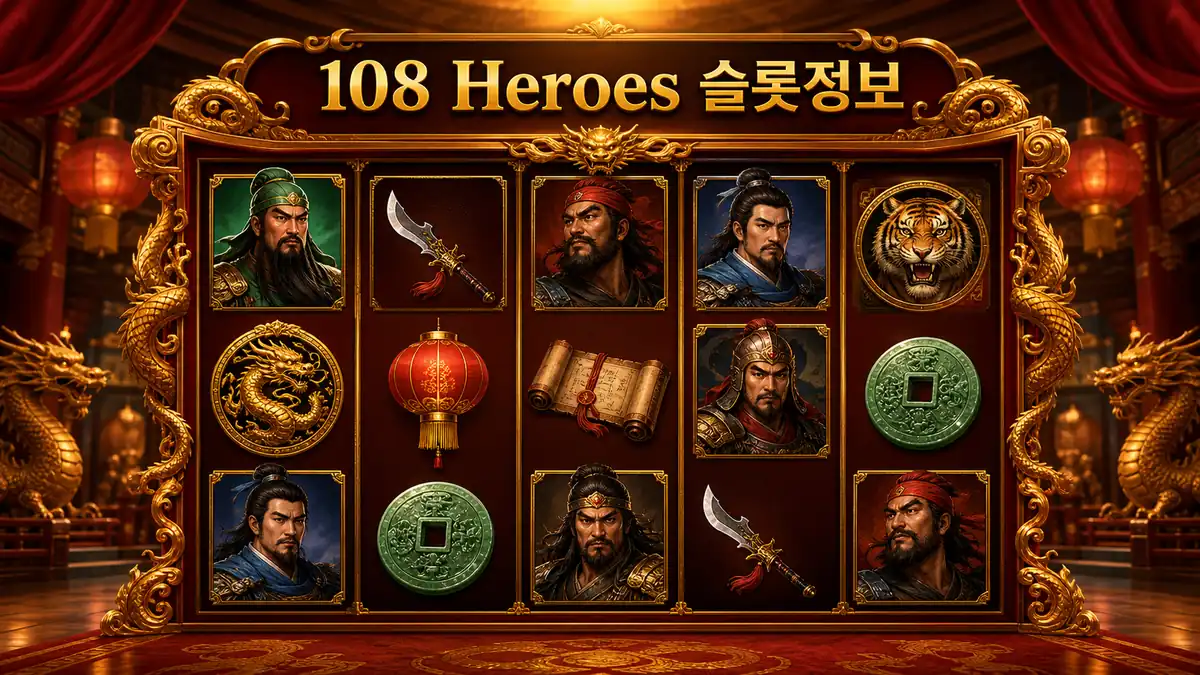 108 Heroes 슬롯게임 RTP와 변동성을 정리한 본문 이미지