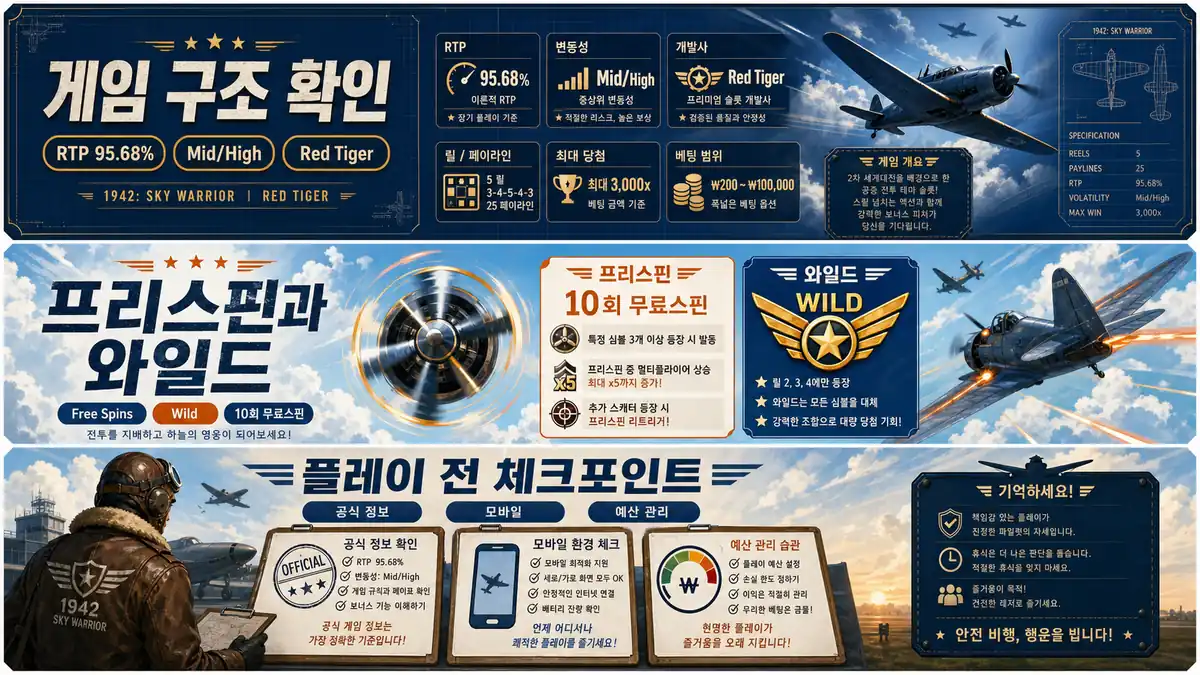 1942 Sky Warrior 플레이 전 공식 정보 모바일 예산 관리를 확인하는 체크포인트 이미지