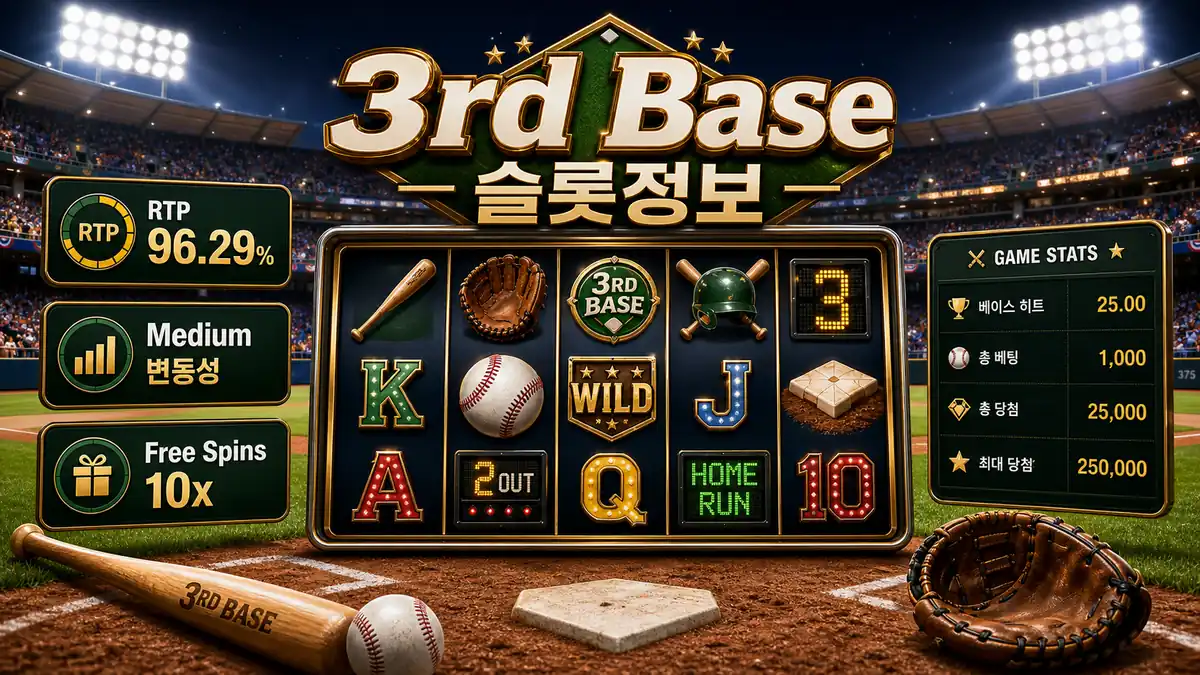 3rd Base 슬롯게임 RTP와 Medium 변동성을 정리한 본문 이미지