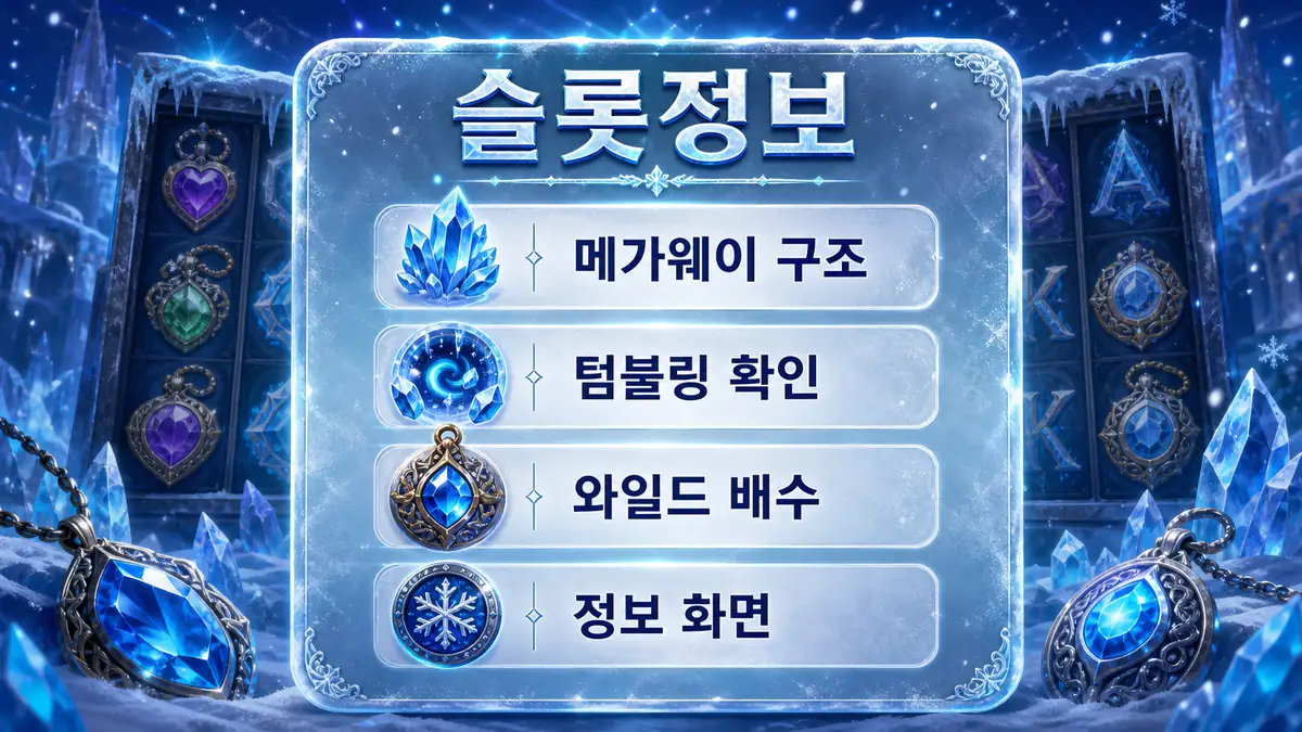 5 Frozen Charms Megaways 슬롯게임의 메가웨이 구조와 슬롯정보를 정리한 본문 이미지