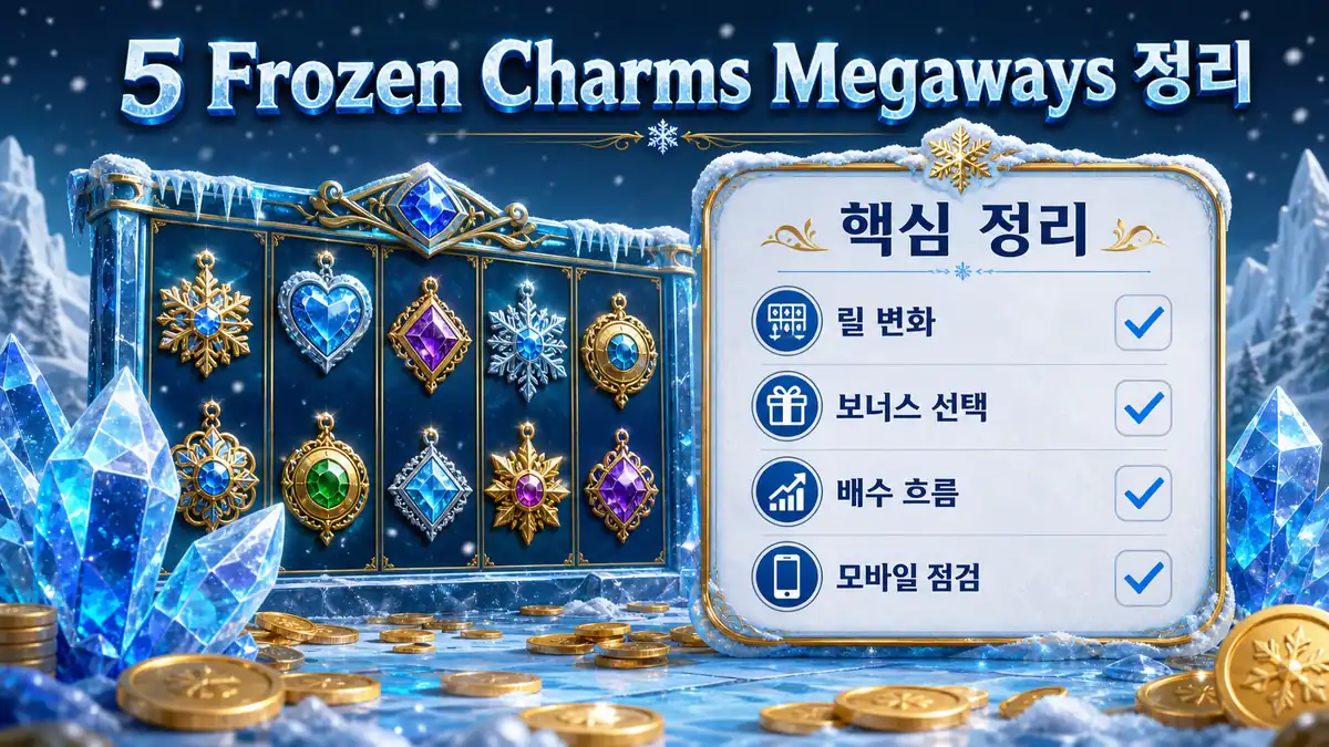 5 Frozen Charms Megaways 슬롯게임의 핵심 정리와 모바일 점검 포인트를 담은 본문 이미지
