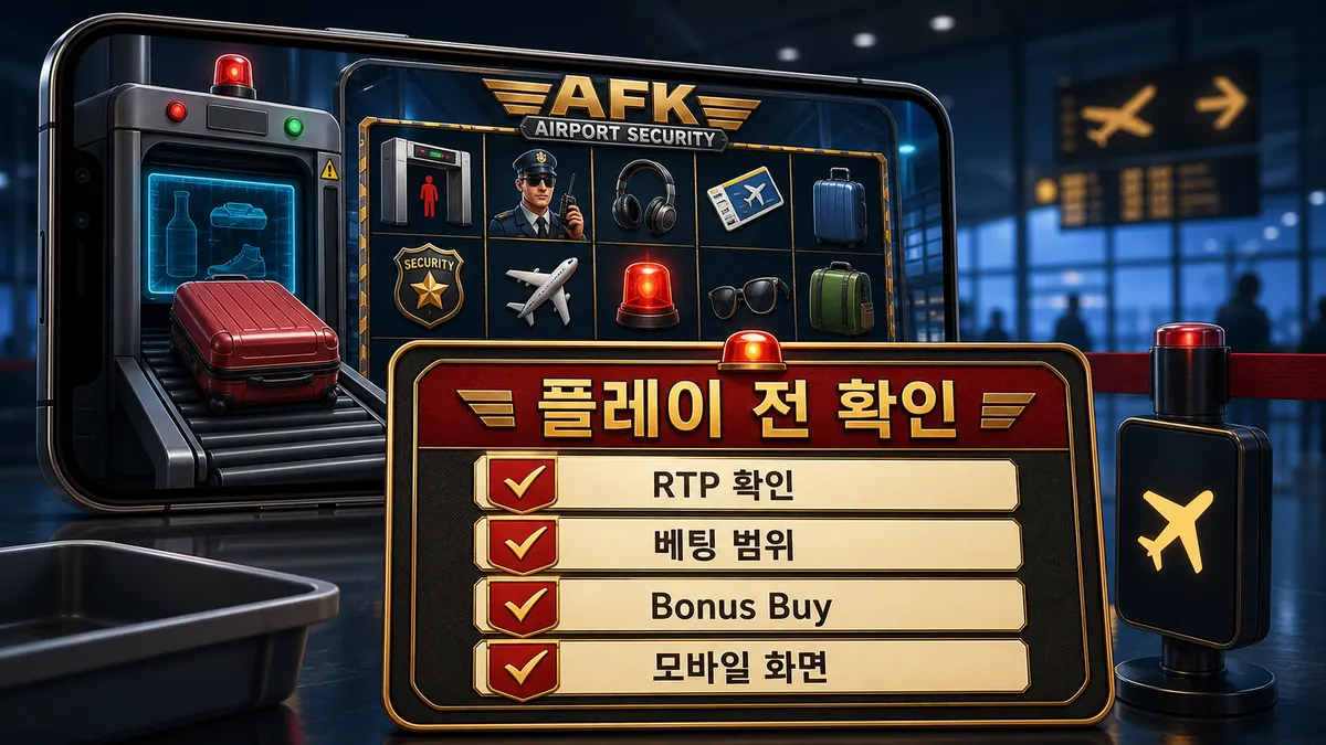 AFK Airport Security 슬롯게임 플레이 전 확인사항을 정리한 본문 이미지