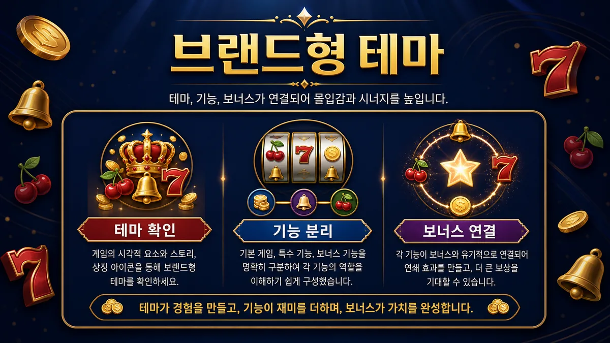 블루프린트 게이밍 슬롯게임의 브랜드형 테마와 보너스 연결을 설명하는 본문 이미지