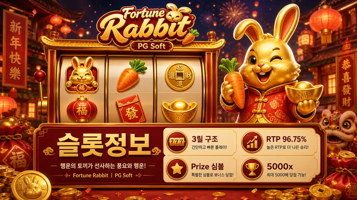 Fortune Rabbit 슬롯게임의 3릴 구조와 Prize 심볼을 정리한 본문 이미지