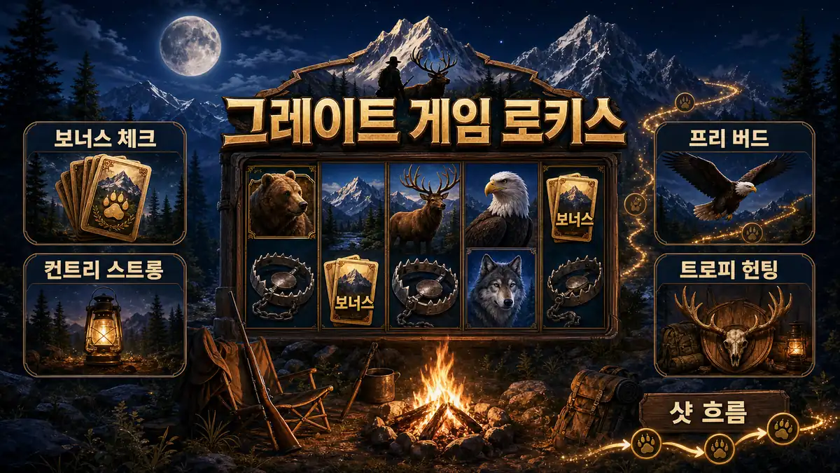 Great Game Rockies 슬롯게임 보너스 체크 포인트를 정리한 한글 인포그래픽 이미지