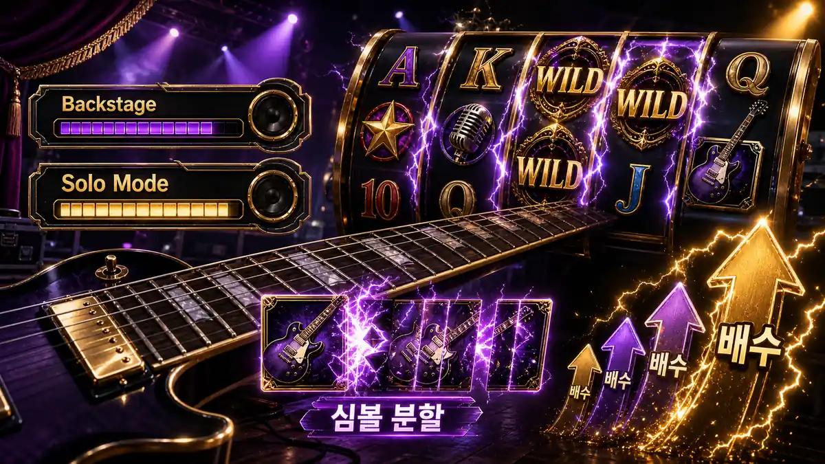 Guitar Quest Backstage와 Solo Mode 심볼 분할 배수 구조를 설명하는 본문 이미지