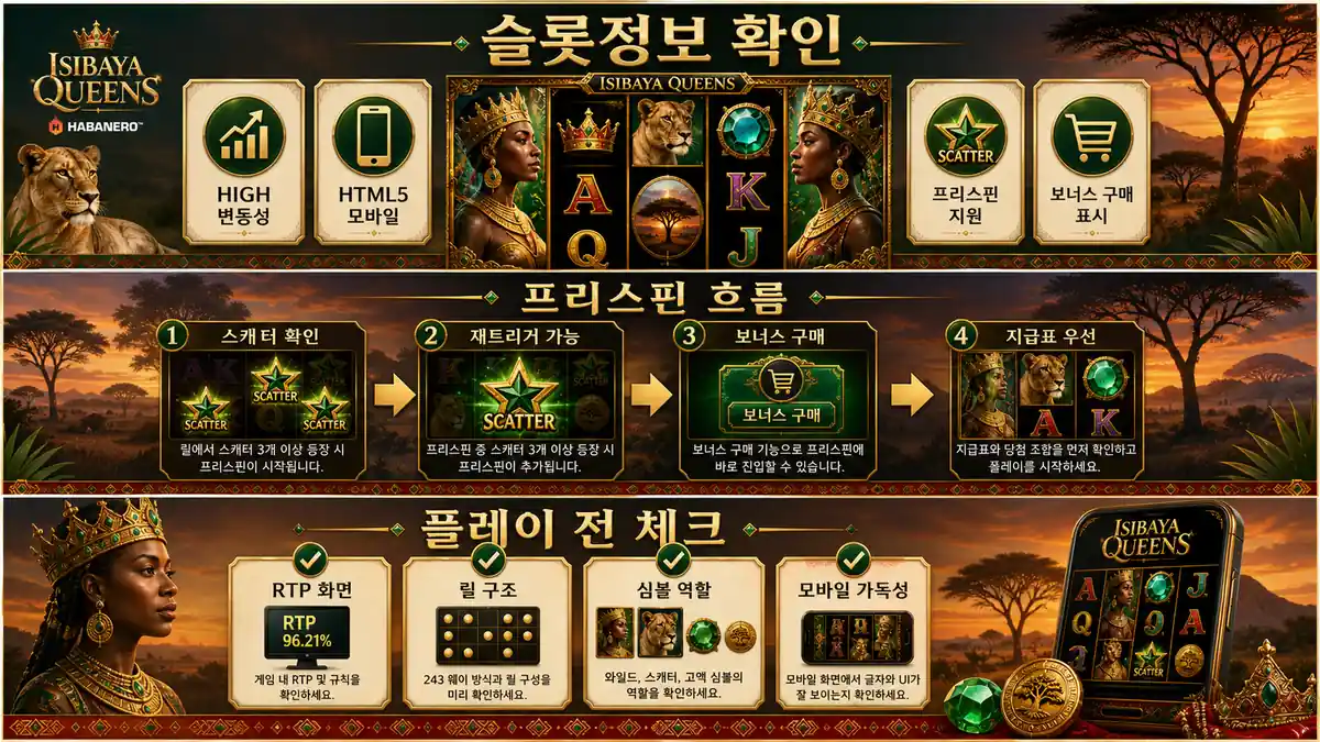 Isibaya Queens 슬롯게임 플레이 전 확인사항 이미지
