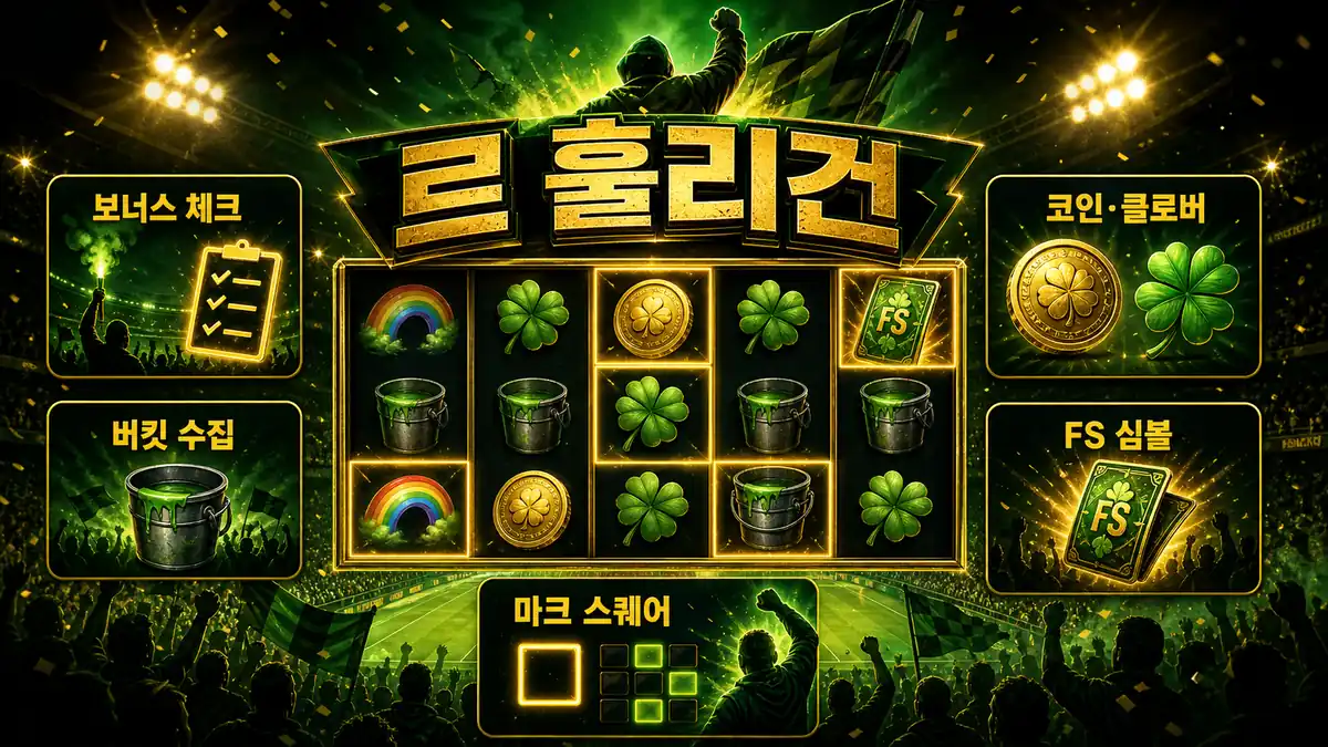 Le Hooligan 슬롯게임 보너스 체크 포인트를 정리한 한글 인포그래픽 이미지