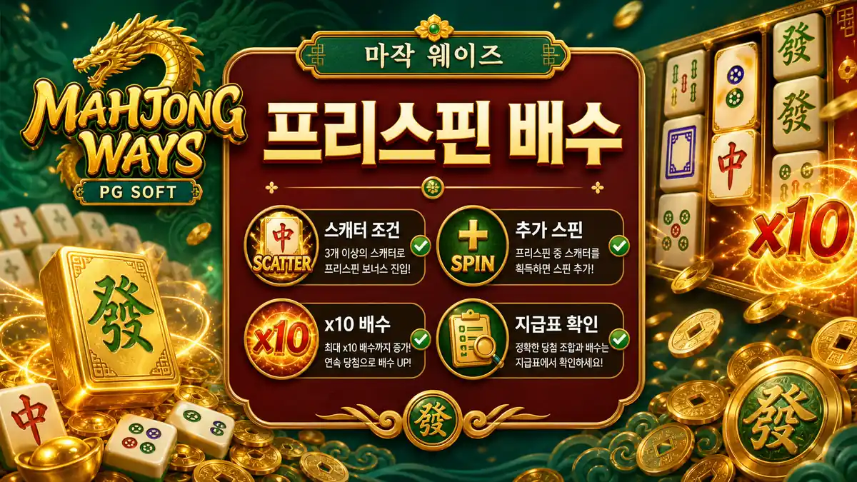 마작 웨이즈 슬롯의 프리스핀과 x10 배수 흐름을 정리한 본문 이미지