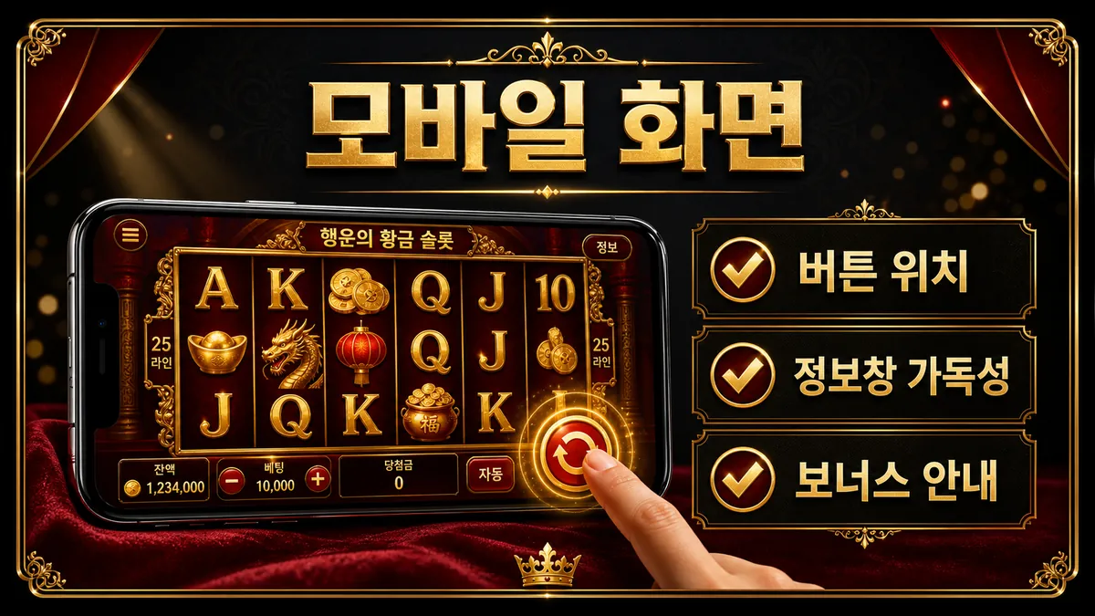 마이크로게이밍 슬롯게임 모바일 화면과 조작감 확인 기준을 설명하는 본문 이미지