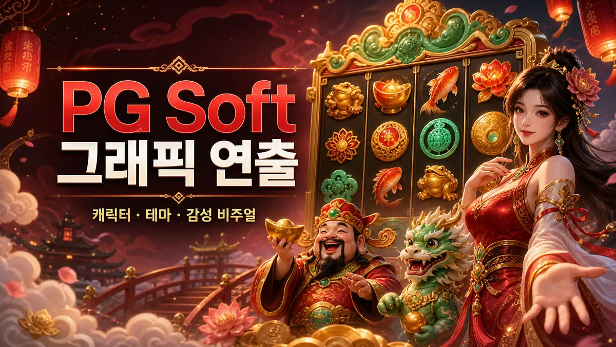 PG Soft 그래픽 연출과 캐릭터 테마 감성을 설명하는 본문 이미지