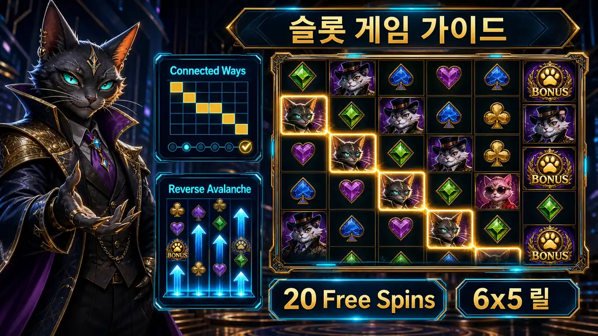 Purrrminator Dream Drop Connected Ways Reverse Avalanche와 프리스핀 구조를 설명하는 본문 이미지