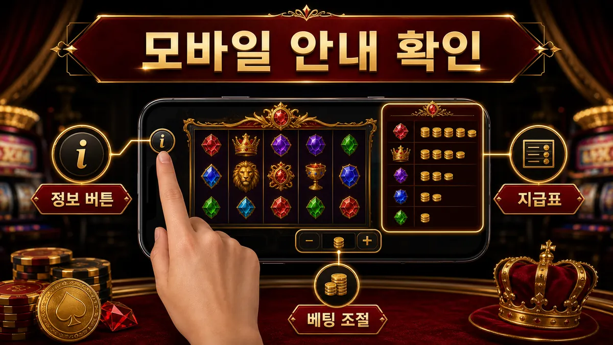 푸시 게이밍 슬롯게임의 모바일 정보 버튼과 지급표 확인 기준을 정리한 본문 이미지
