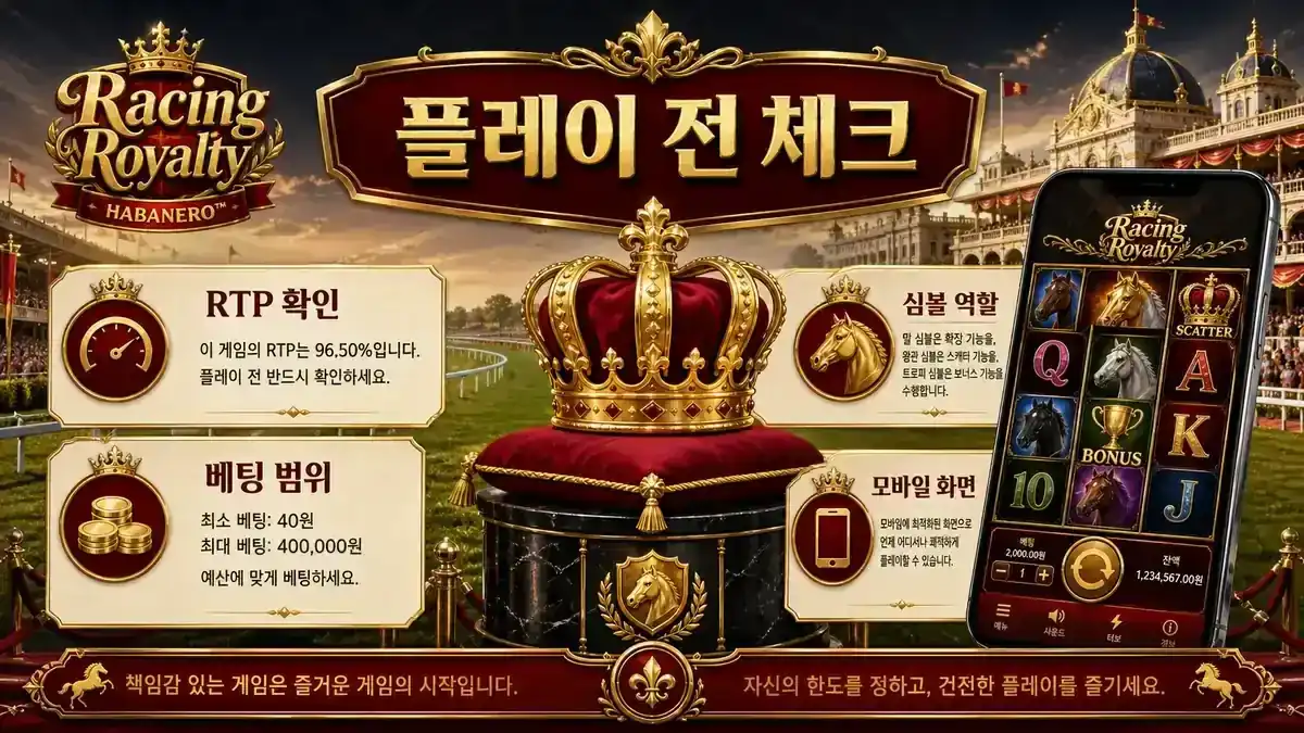 Racing Royalty 슬롯게임 플레이 전 확인사항 체크 이미지