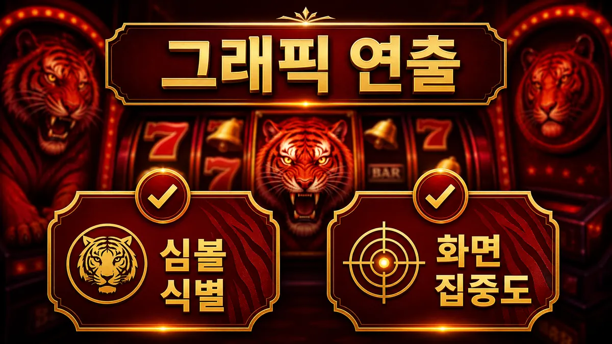 레드 타이거 게이밍 슬롯게임의 그래픽 연출과 화면 집중도를 설명하는 본문 이미지