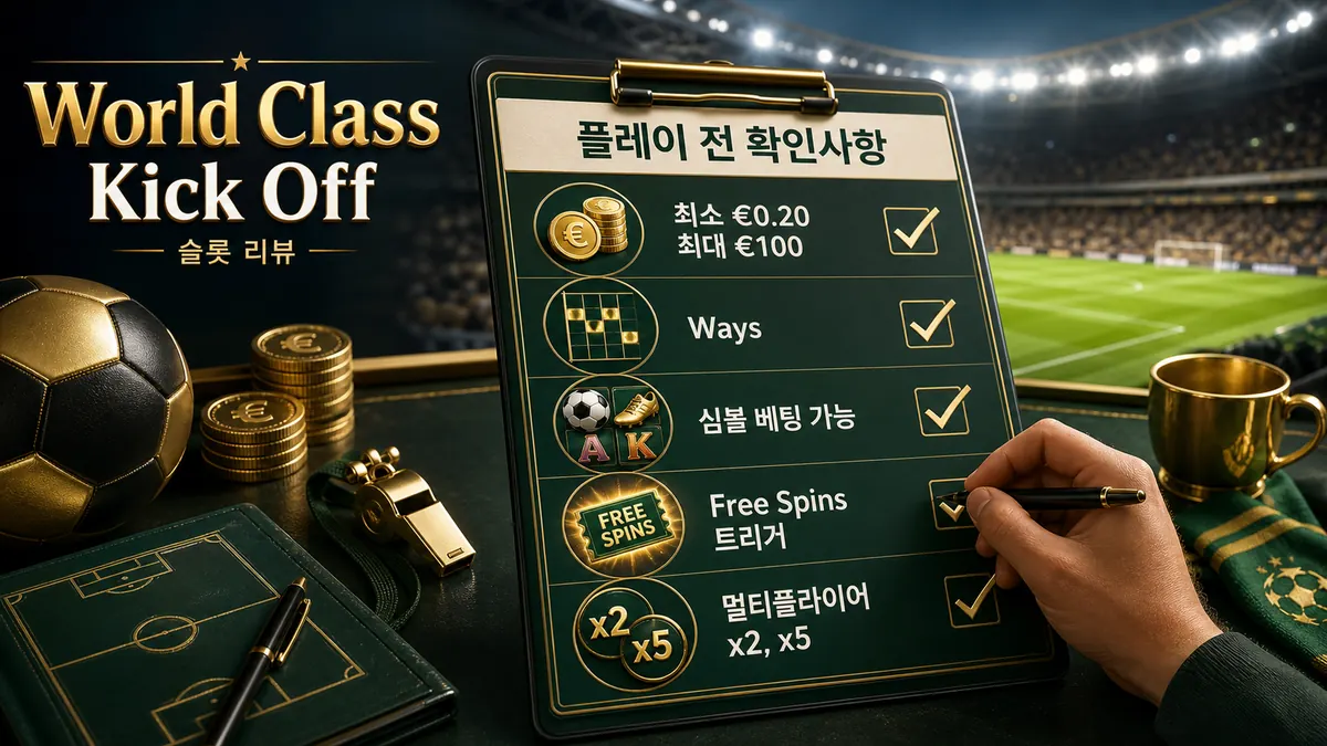 World Class Kick Off 플레이 전 베팅 범위와 프리스핀 조건 확인사항 이미지