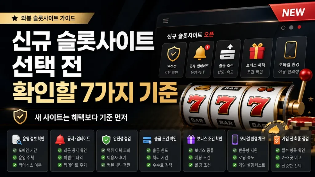 신규 슬롯사이트 선택 전 확인할 7가지 기준