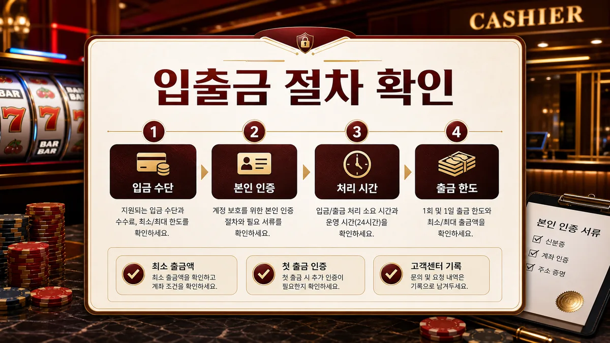 신규 슬롯사이트 입출금 절차 확인 이미지