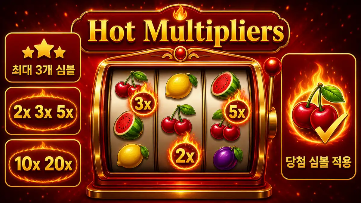 Red Hot Multipliers 슬롯게임의 Hot Multipliers 배수 기능을 설명하는 본문 이미지