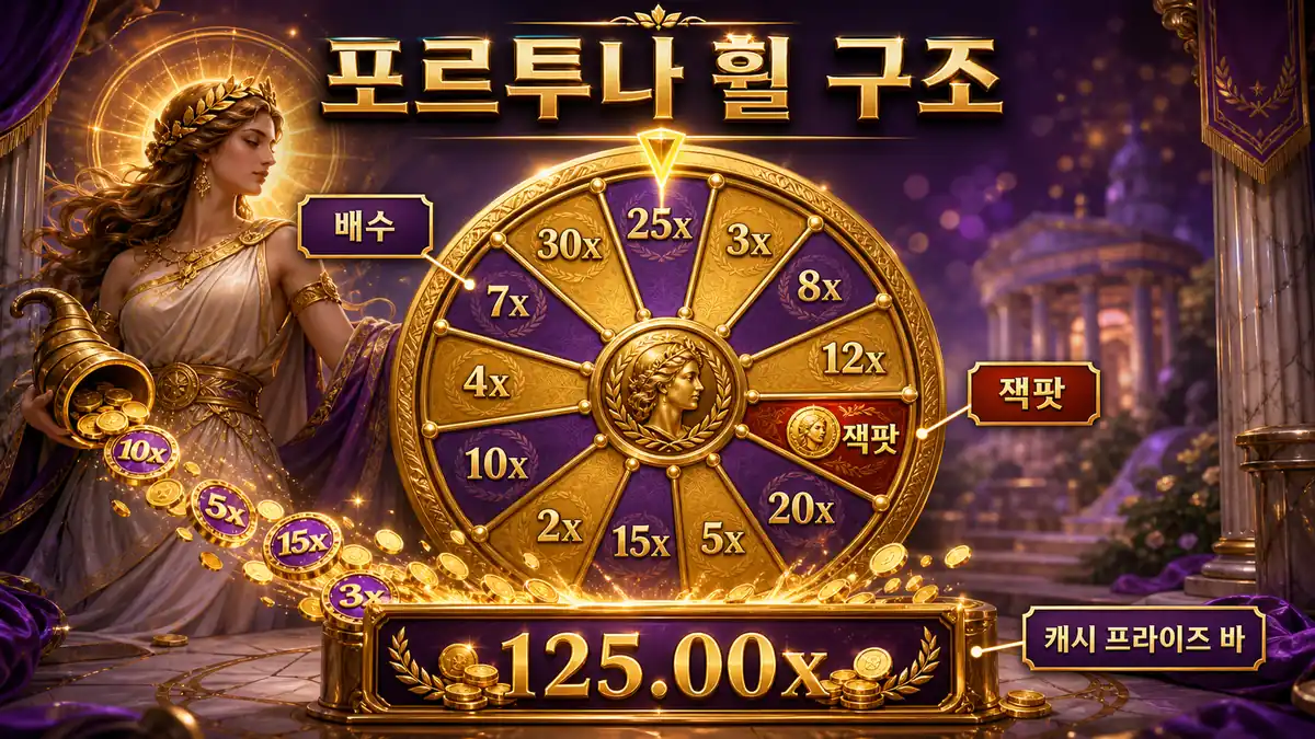 Rise of Fortuna 포르투나 휠과 캐시 프라이즈 바 구조를 설명하는 본문 이미지