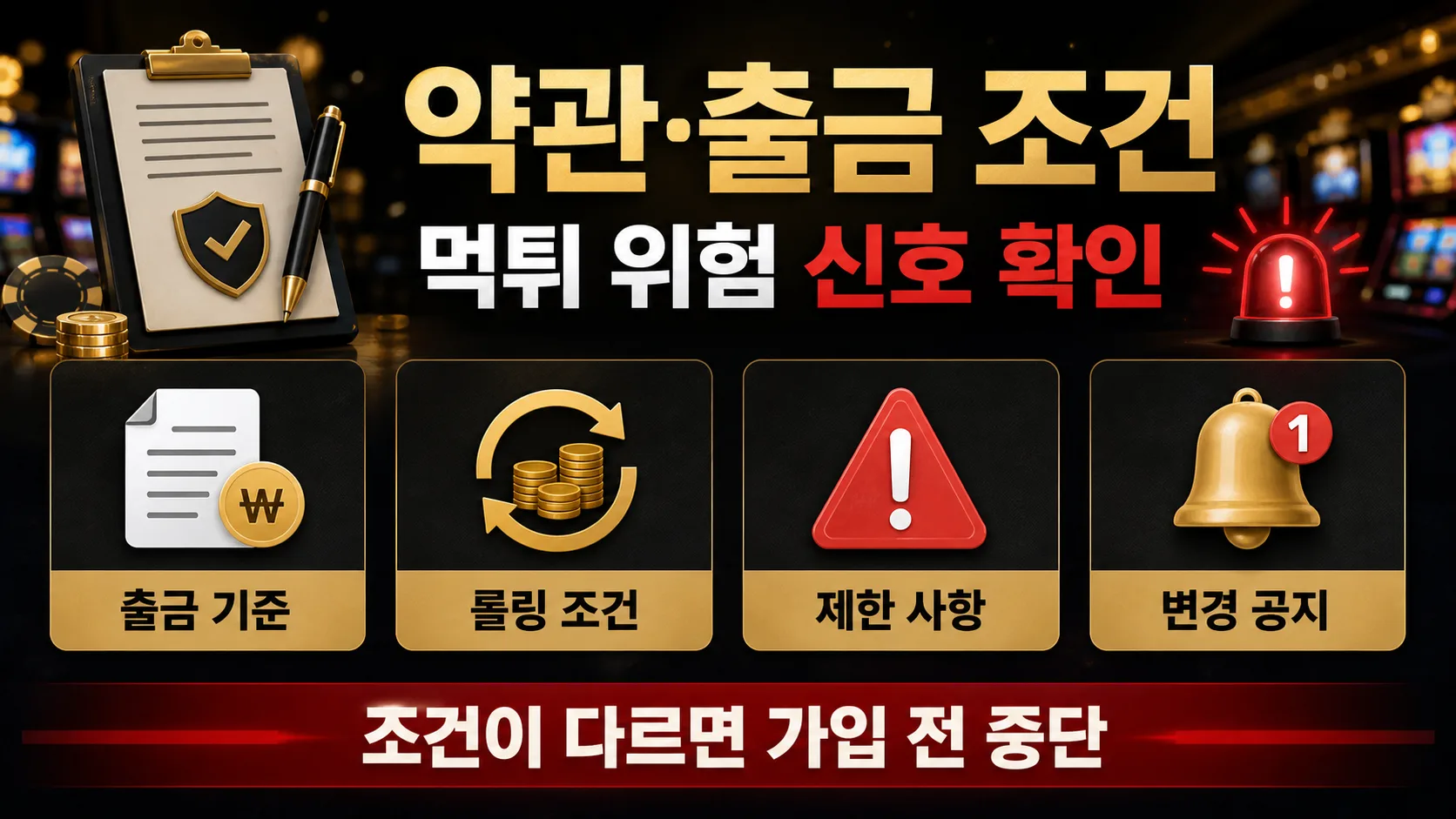 슬롯사이트 먹튀 약관과 출금 조건 확인 이미지