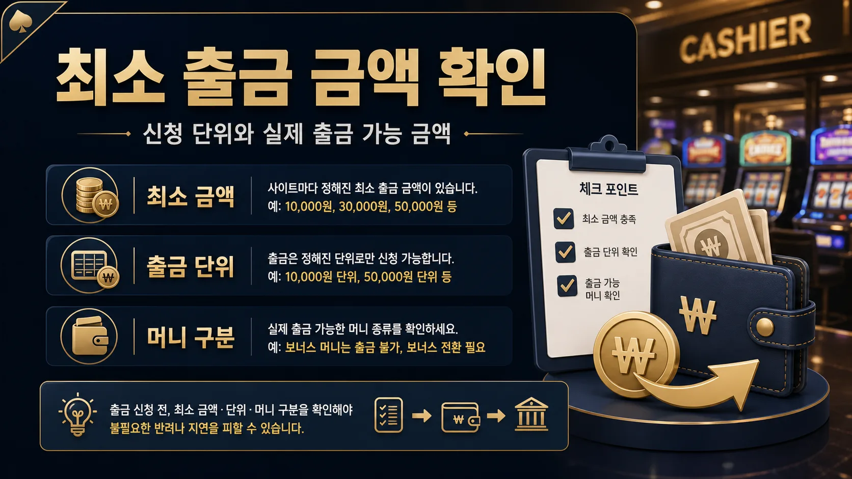 슬롯사이트 출금 조건 최소 출금 금액 확인 이미지