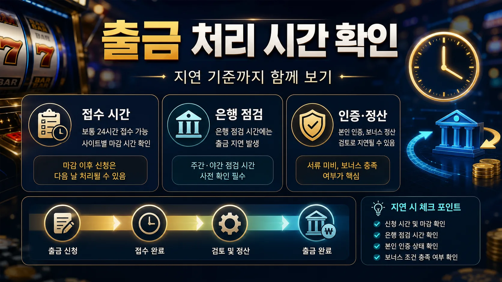 슬롯사이트 출금 조건 처리 시간 확인 이미지