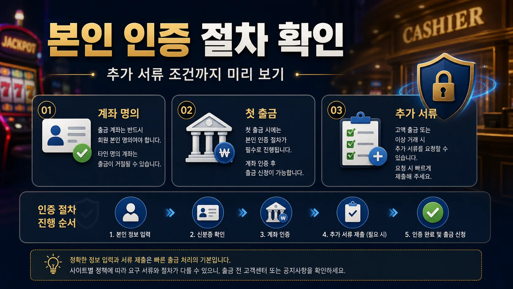 슬롯사이트 출금 조건 본인 인증 절차 확인 이미지