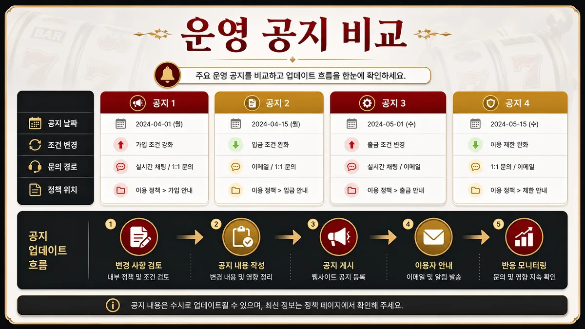 슬롯사이트 비교에서 운영 공지와 업데이트 흐름을 정리한 본문 이미지