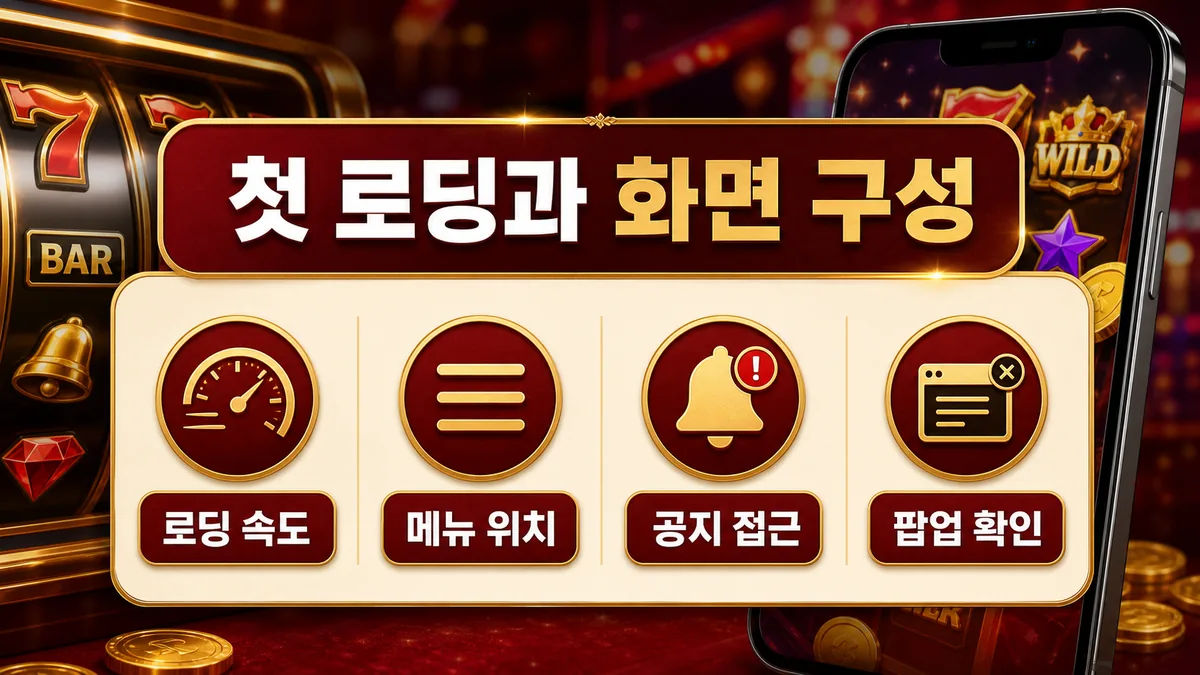 모바일 슬롯사이트 첫 로딩과 화면 구성 확인 기준 이미지