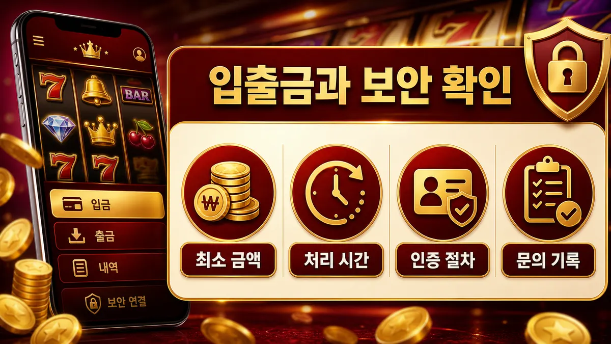 모바일 슬롯사이트 입출금과 보안 확인 이미지