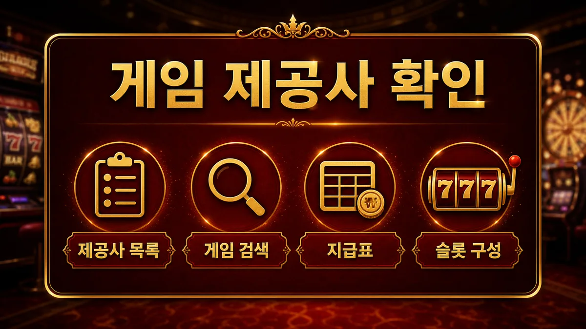 온라인 슬롯사이트 게임 제공사와 슬롯 구성을 설명하는 이미지