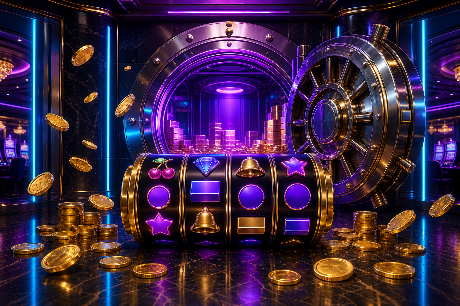 Vegas Vault 슬롯게임 RTP와 볼트 보너스 정보를 정리한 본문 이미지